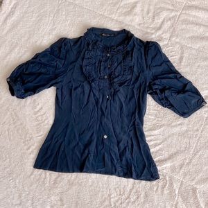 Blue Ruffle Blouse